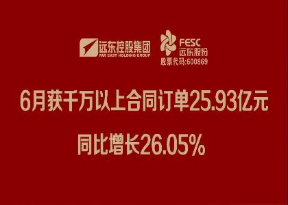 遠東股份：6月獲千萬以上合同訂單25.93億元，同比增長26.05%